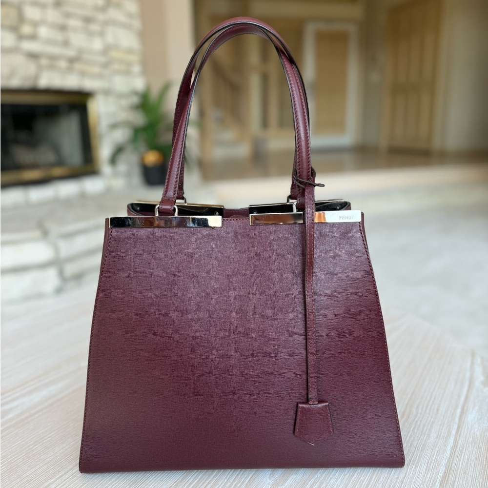 Fendi Red Saffiano Leather 2Jours Tote